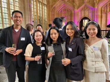 Pictured are current Saïd Business School scholars at a reception at the Divinity School. 