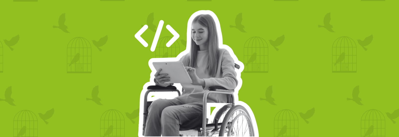 Girl with laptop and wheelchair