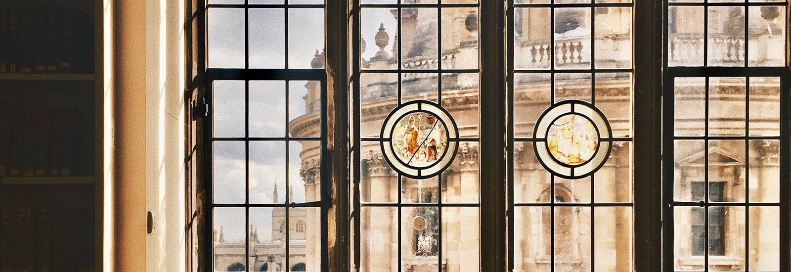 View of the Radcliffe Camera through a window
