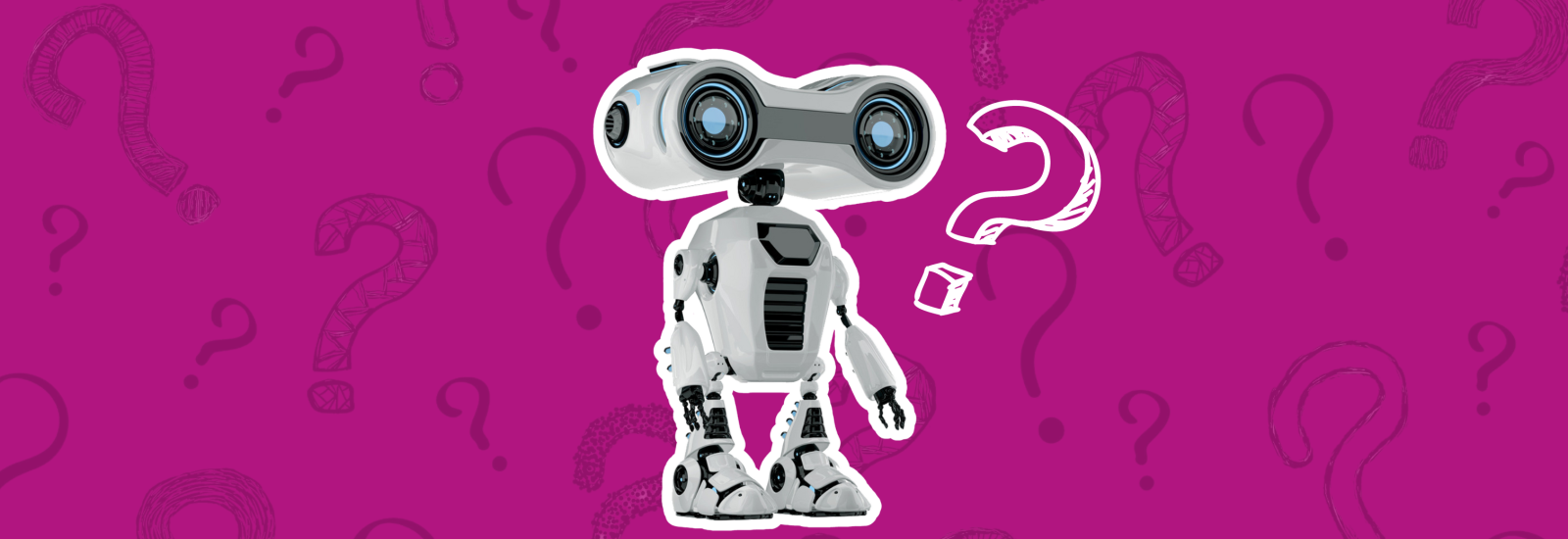 Cute robot with a question mark