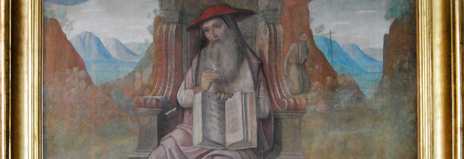 A close up of a painting of St Jerome