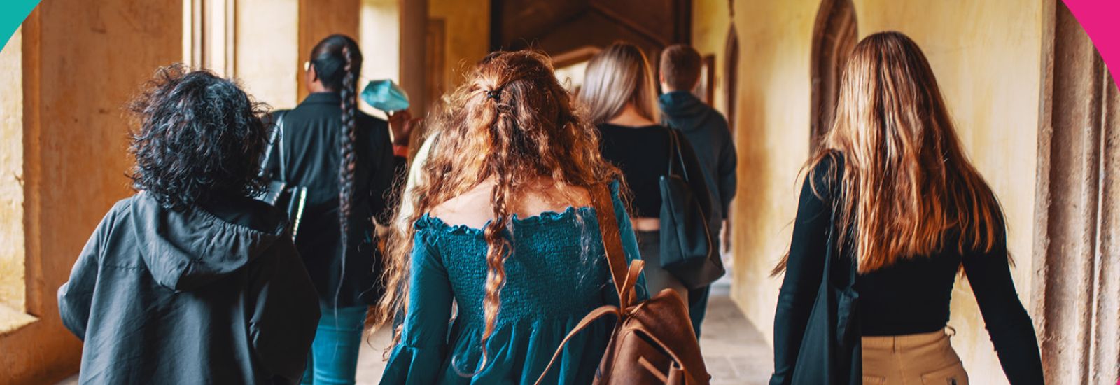 Interns walking together in a corridor