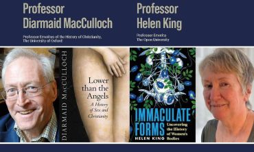 Image crop of the poster from the event featuring the book covers and head and shoulders images of the authors