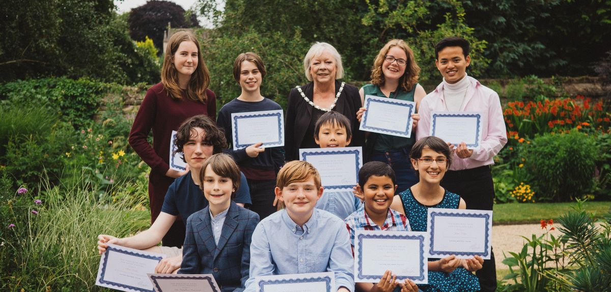 Peregrine Prize winners with Oxford's Deputy Lord Mayor, Cllr Christine Simm