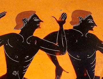 Runners on an attic black-figure pottery Panathenaic amphora