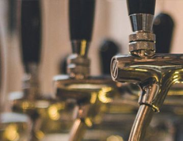 Beer taps in a line